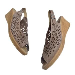 SPRING STEP Women's 40 US 9 Orella Leather Slingback Sandal Shoes Beige Nubuck